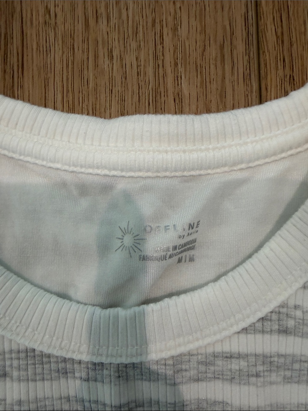 Offline by Aerie Striped Sleeveless Ribbed Tank Top - White & Light Gray - Picture 2 of 4